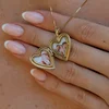 Medalion inima cu poze in interior - Girl & Mother of Pearl - Argint 925 placat cu Aur Galben 18K