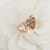 Medalion inima cu poze in interior - Girl & Mother of Pearl - Argint 925 placat cu Aur Galben 18K