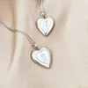Medalion inima cu poze in interior - Girl & Mother of Pearl - Argint 925 Rodiat