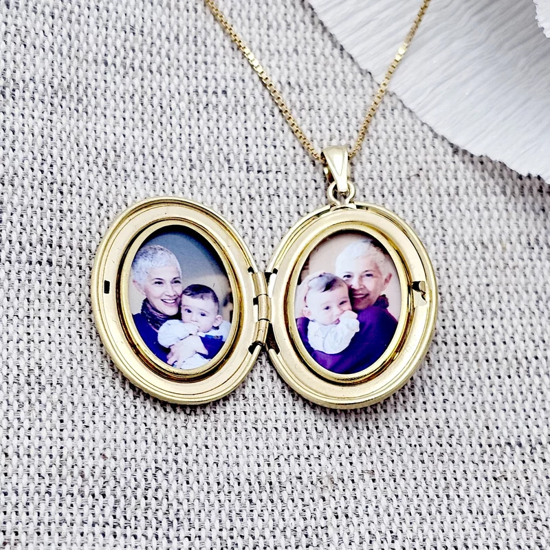 Medalion oval cu poze in interior - Grandmas Garden - Argint 925 placat cu Aur Galben 18K picture - 12