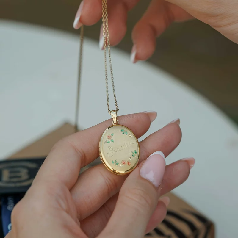 Medalion oval cu poze in interior - Grandmas Garden - Argint 925 placat cu Aur Galben 18K picture - 7