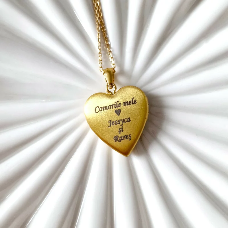 Medalion inima cu poze in interior - Love Blossoms - Argint 925 placat cu Aur Galben 18K picture - 5