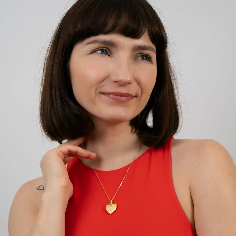 Medalion inima cu poze in interior - Love Blossoms - Argint 925 placat cu Aur Galben 18K picture - 2