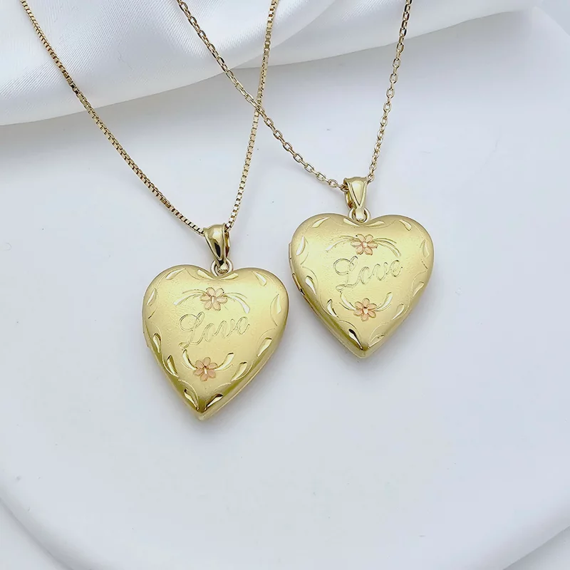 Medalion inima cu poze in interior - Love Blossoms - Argint 925 placat cu Aur Galben 18K picture - 3