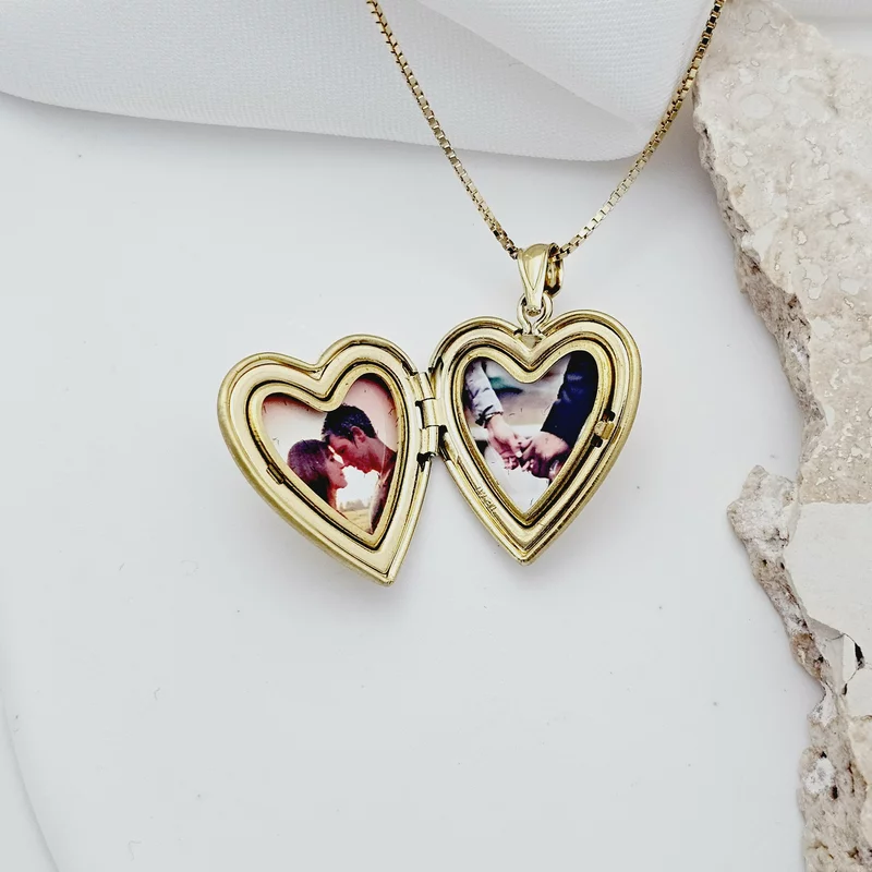 Medalion inima cu poze in interior - Love Blossoms - Argint 925 placat cu Aur Galben 18K picture - 8