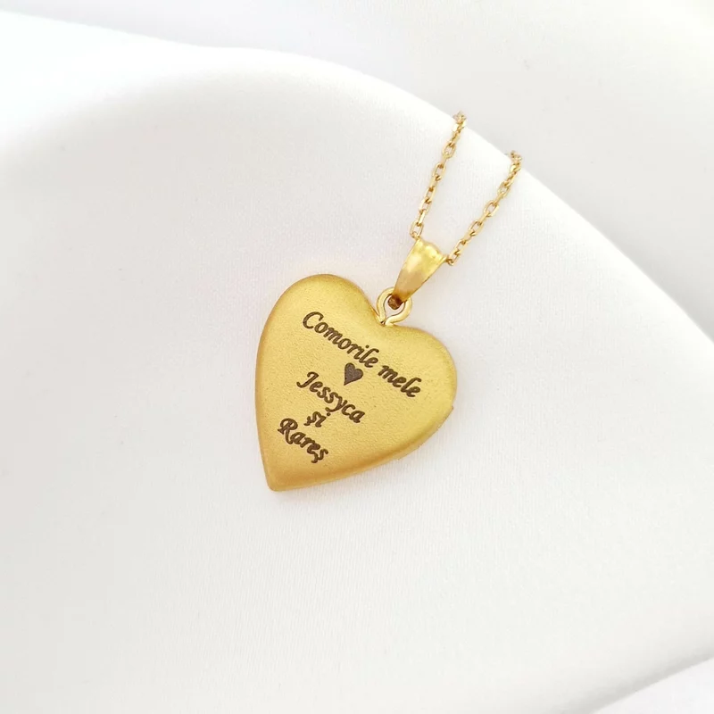 Medalion inima cu poze in interior - Love Frame - Argint 925 placat cu Aur Galben 18K - Cristal White Zirconia picture - 6