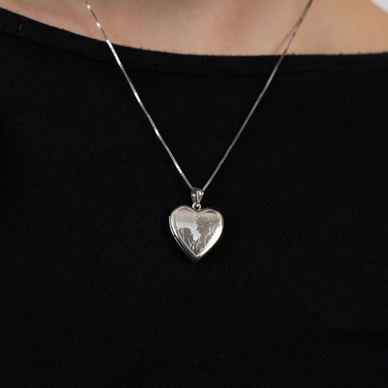 Medalion inima cu poze in interior - Mother&Child - Argint 925 Rodiat picture - 6