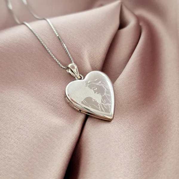 Medalion inima cu poze in interior - Mother&Child - Argint 925 Rodiat