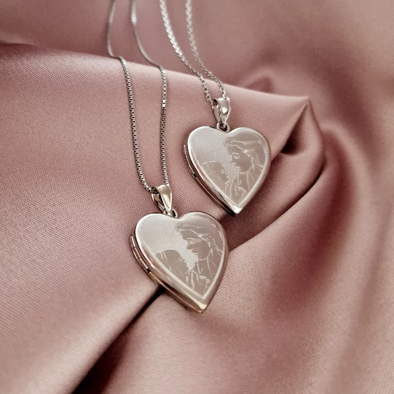 Medalion inima cu poze in interior - Mother&Child - Argint 925 Rodiat picture - 10