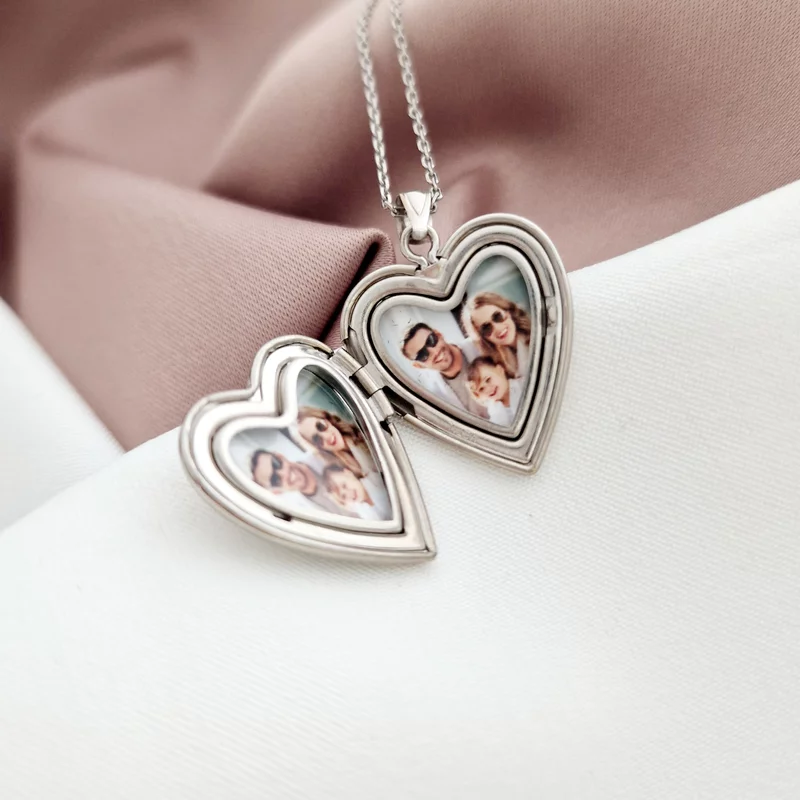 Medalion inima cu poze in interior - Mother&Child - Argint 925 Rodiat picture - 7