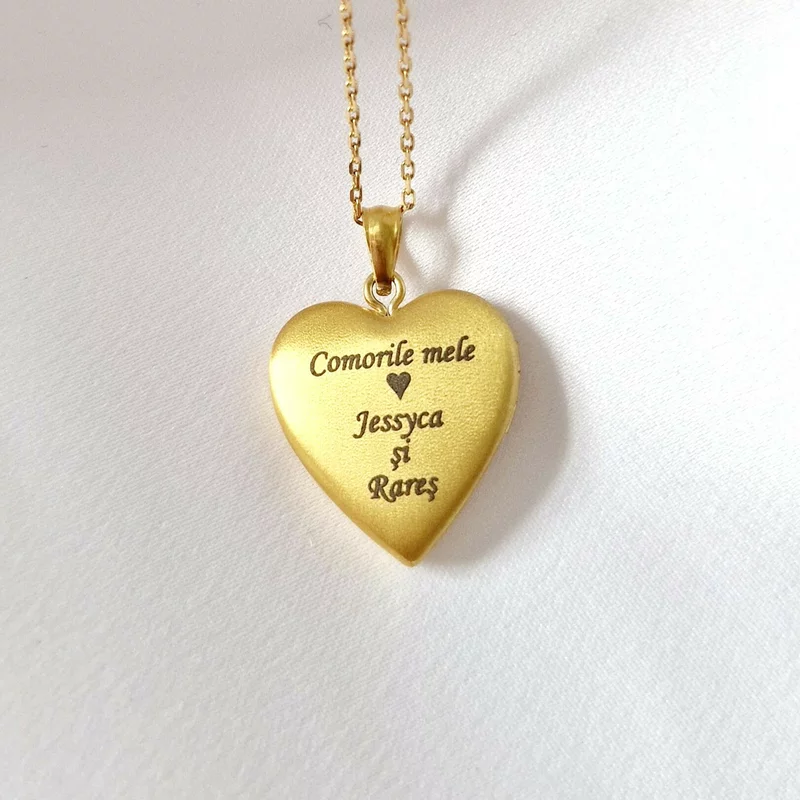 Medalion inima cu poze in interior - Mother of Pearl - Argint 925 placat cu Aur Galben 18K picture - 5