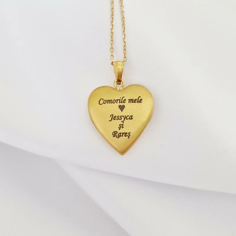 Medalion inima cu poze in interior - Pink Rose - Argint 925 placat cu Aur Galben 18K picture - 5