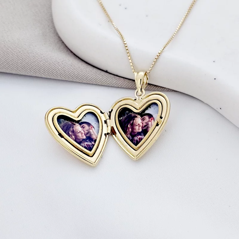 Medalion inima cu poze in interior - Pink Rose - Argint 925 placat cu Aur Galben 18K picture - 9