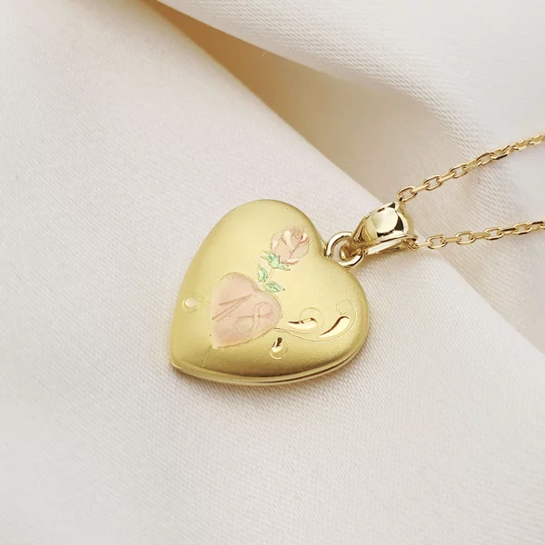 Medalion inima cu poze in interior - Rose 18 Memories - Argint 925 placat cu Aur Galben 18K
