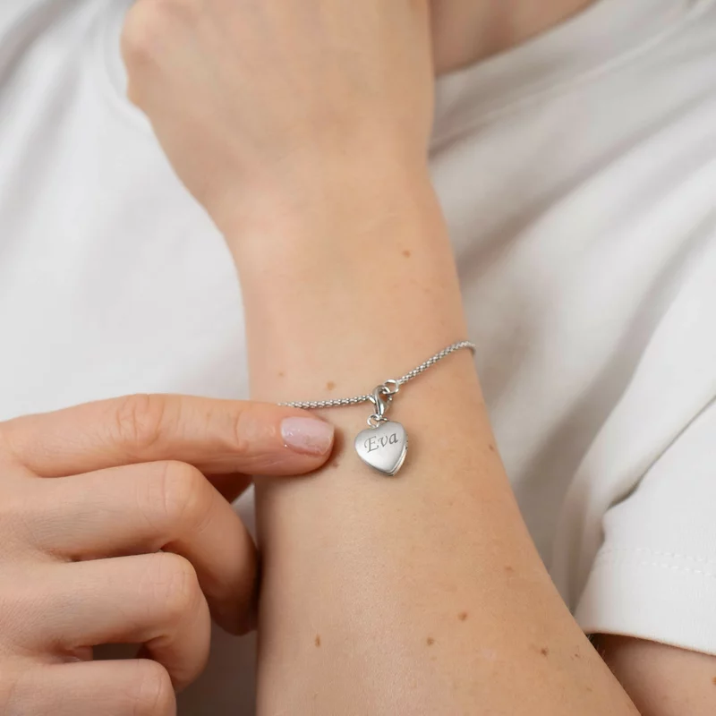 Bratara cu Medalion inima cu poze in interior - Silver&Gold Velvet - Lant bratara model snake - Argint 925 Rodiat picture - 4