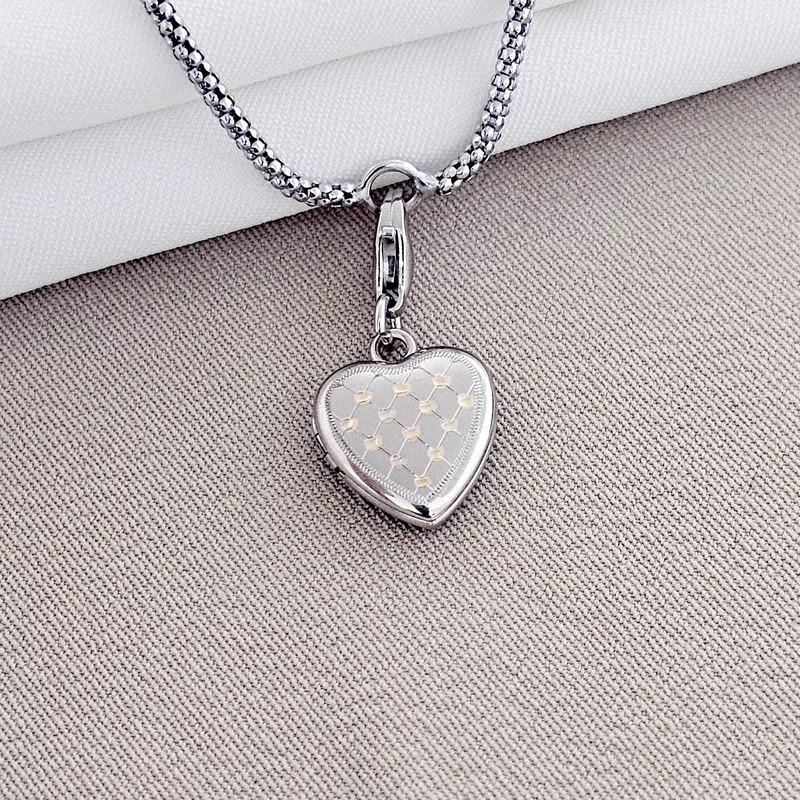 Bratara cu Medalion inima cu poze in interior - Silver&Gold Velvet - Lant bratara model snake - Argint 925 Rodiat picture - 7