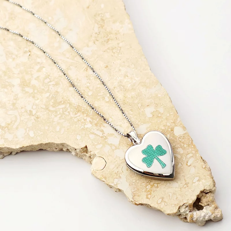 Medalion inima cu poze in interior - Three Leaf Clover - Argint 925 picture - 2