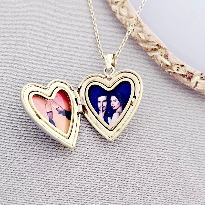 Medalion inima cu poze in interior - Yin&Yang - Argint 925 rodiat & placat cu Aur Galben 18K - Cristal White Zirconia picture - 8