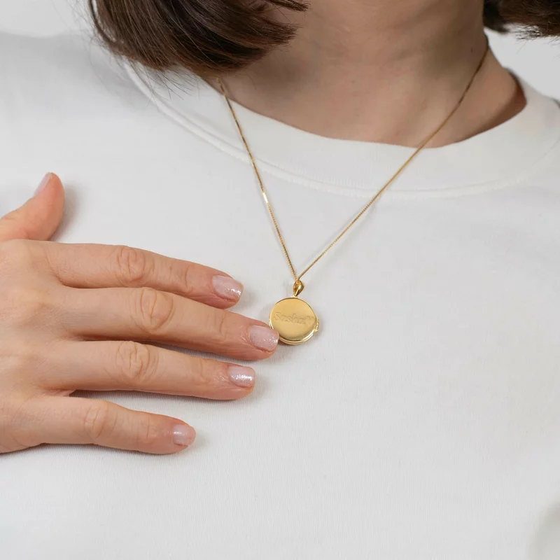 Medalion Labuta iubita - Locket cu poze in interior - Argint 925 placat cu Aur Galben 18K picture - 3