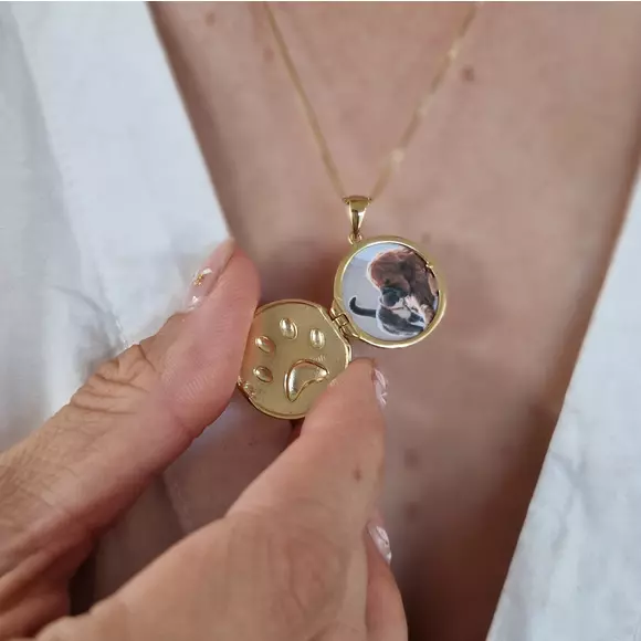 Medalion Labuta iubita - Locket cu poze in interior - Argint 925 placat cu Aur Galben 18K