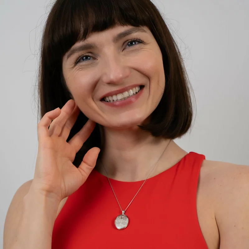 Medalion oval cu poze in interior - Eternal Tree - Argint 925 Rodiat picture - 2