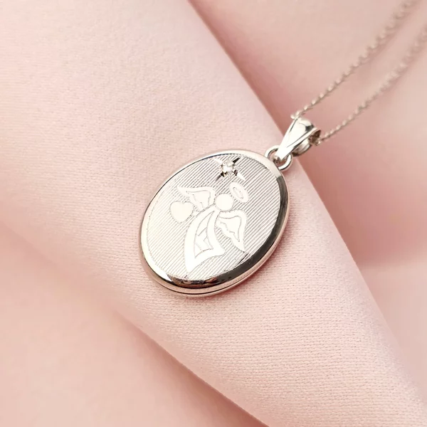 Medalion oval cu poze in interior - Guardian Angel - Argint 925