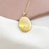 Medalion oval cu poze in interior - Yin&Yang - Argint 925 placat cu Aur Galben 18K - Cristal White Zirconia