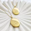 Medalion oval cu poze in interior - Yin&Yang - Argint 925 placat cu Aur Galben 18K - Cristal White Zirconia
