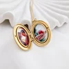 Medalion oval cu poze in interior - Yin&Yang - Argint 925 placat cu Aur Galben 18K - Cristal White Zirconia
