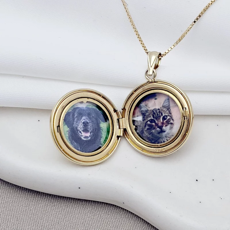 Medalion rotund cu poze in interior - My Paw - Argint 925 placat cu Aur Galben 18K picture - 12