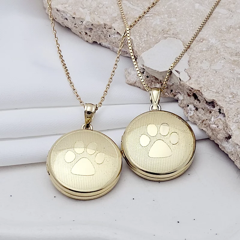 Medalion rotund cu poze in interior - My Paw - Argint 925 placat cu Aur Galben 18K picture - 3