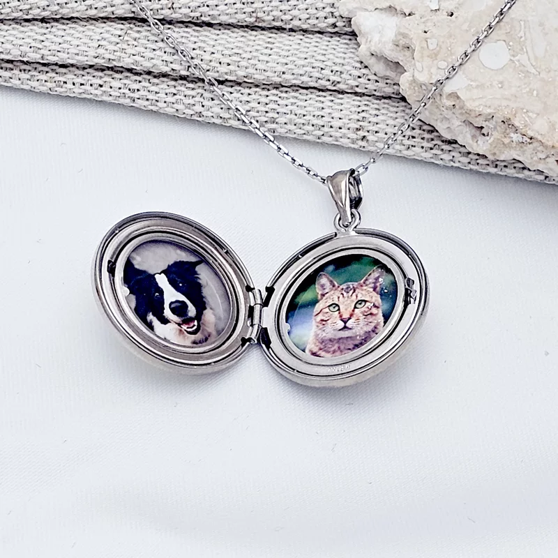 Medalion rotund cu poze in interior - My Paw - Argint 925 Rodiat picture - 10