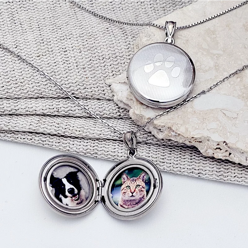 Medalion rotund cu poze in interior - My Paw - Argint 925 Rodiat picture - 11