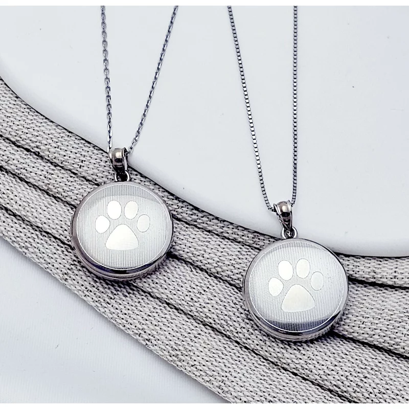 Medalion rotund cu poze in interior - My Paw - Argint 925 Rodiat picture - 5