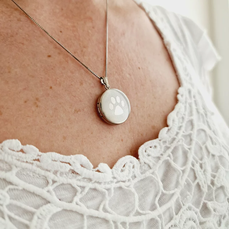 Medalion rotund cu poze in interior - My Paw - Argint 925 Rodiat picture - 12