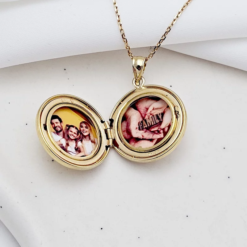 Medalion rotund cu poze in interior - Tree of Life - Argint 925 placat cu Aur Galben 18K picture - 9