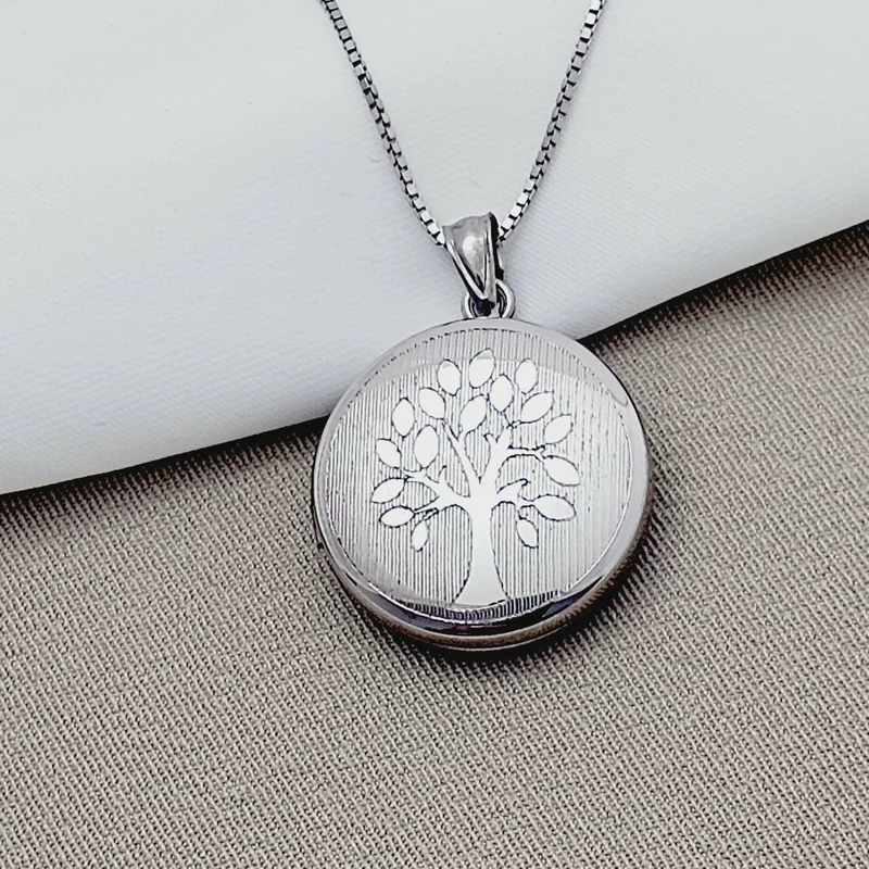 Medalion rotund cu poze in interior - Tree of Life - Argint 925 Rodiat picture - 12