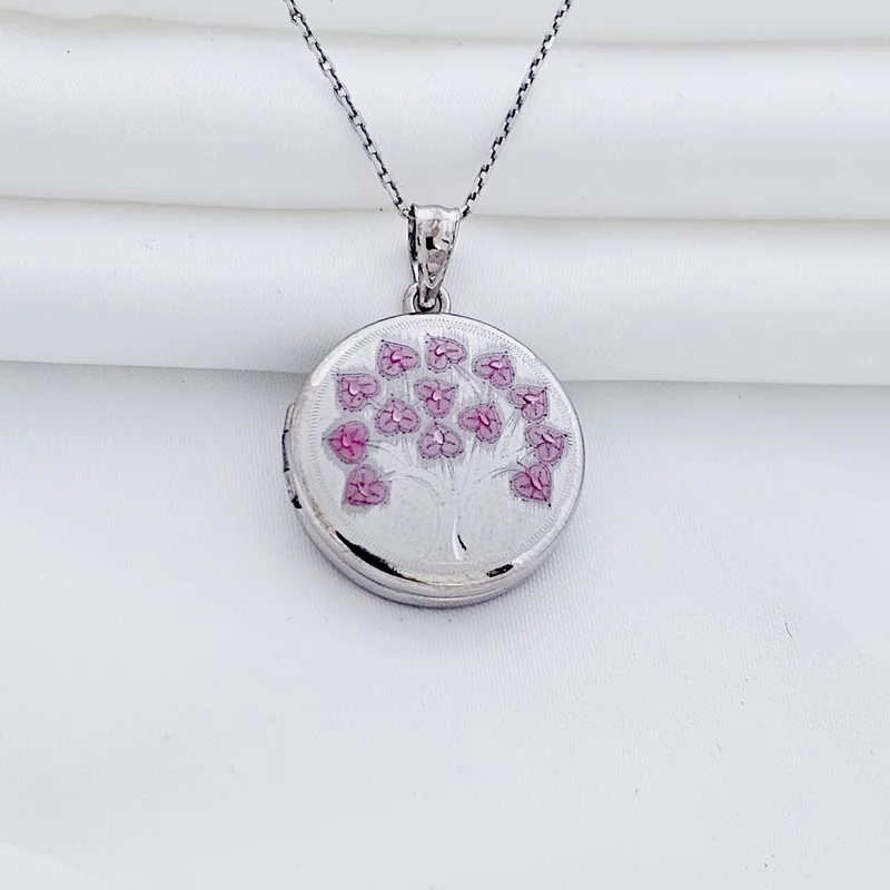 Medalion rotund cu poze in interior - Tree of Love - Argint 925 Rodiat picture - 9