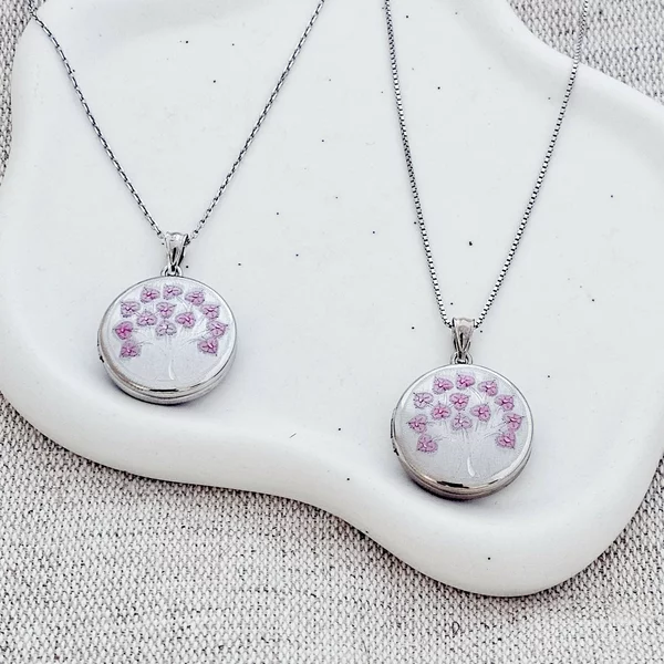 Medalion rotund cu poze in interior - Tree of Love - Argint 925 Rodiat