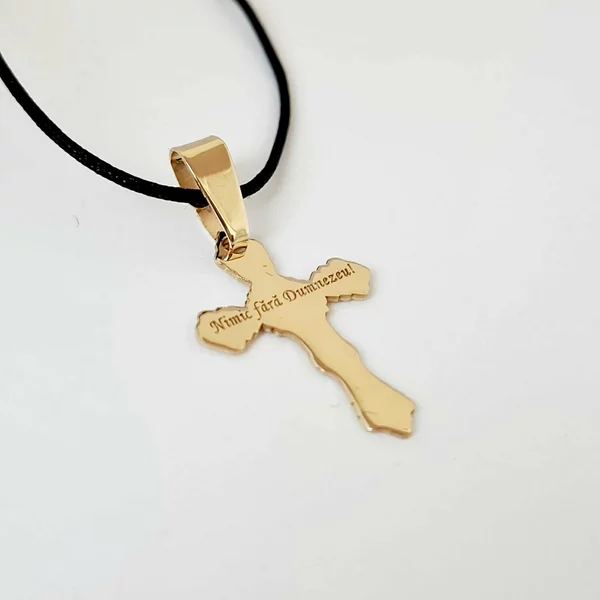 Pandantiv Cruce - Gravura personalizata - Aur Galben 14K