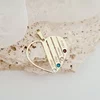 Pandantiv Familie Inima - 4 membri - Aur Galben 9K cu cristale Swarovski