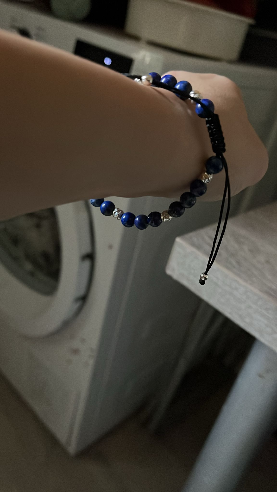 Recenzie Bratara Intelepciune - Pietre Lapis Lazuli - Bilute din Argint 925 - Snur negru rezistent si reglabil - State-Golumbeanu B.