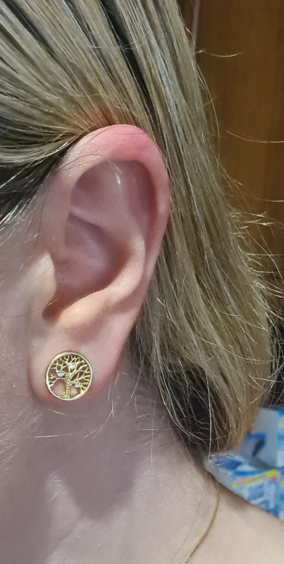Recenzie Cercei Copacul Vietii - decorat cu Zirconii albe - Argint 925 placat cu Aur Galben 18K - Lacramioara Serban