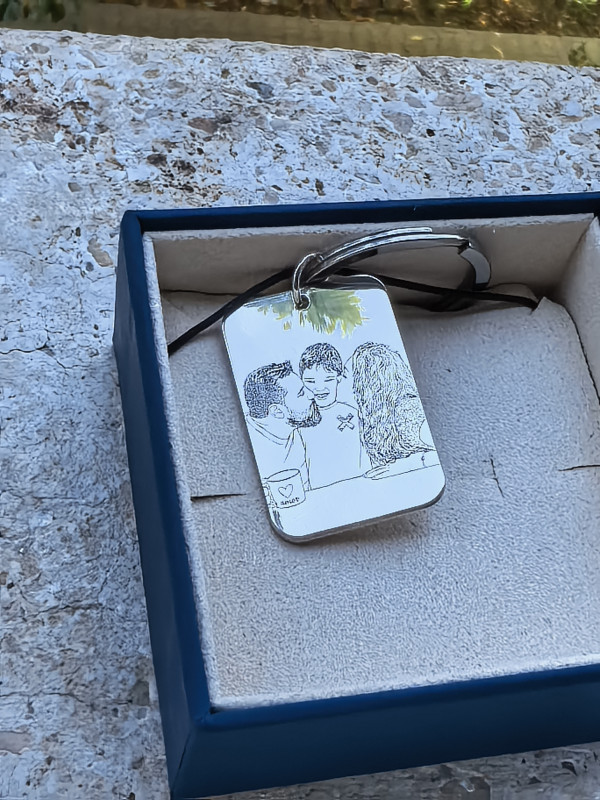 Recenzie Breloc personalizat cu poza - Amitiri unice - Placuta 30x20 mm din Argint 925 - Inel otel inoxidabil - GABRIELA Ungureanu