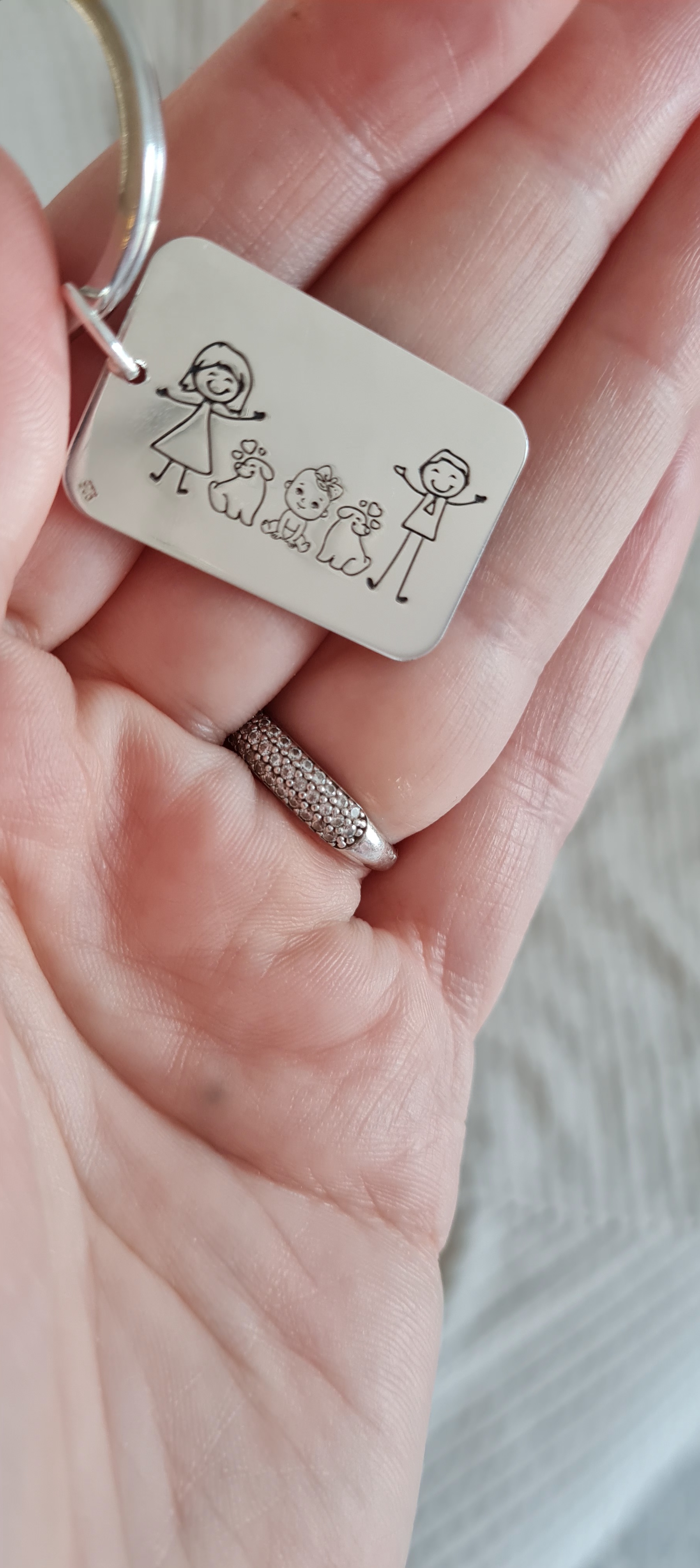 Recenzie Breloc personalizat cu poza - Amitiri unice - Placuta 30x20 mm din Argint 925 - Inel otel inoxidabil - Claudia T.