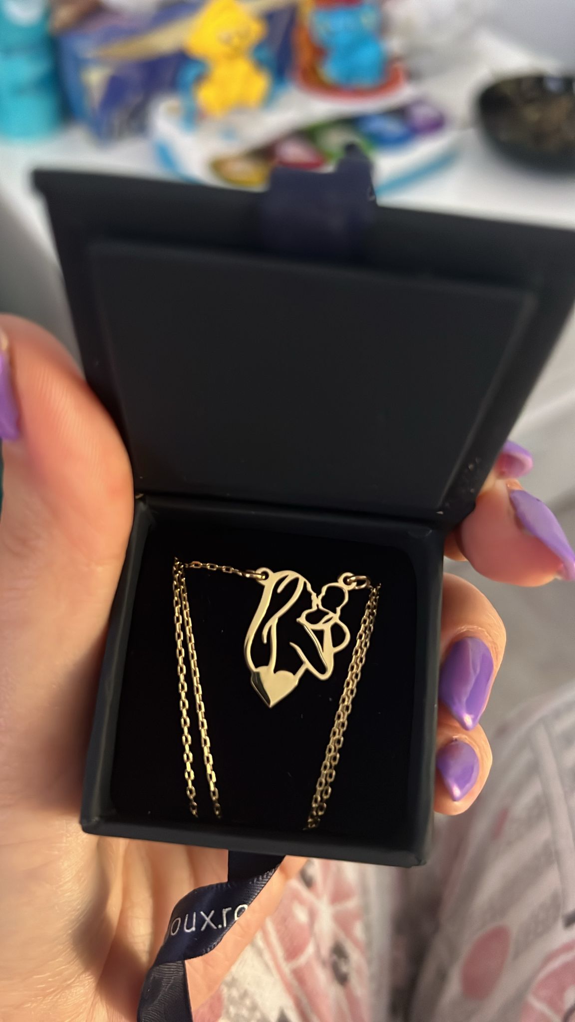 Recenzie Lantisor In inima mamei - Pandantiv Mama&Bebe si inima personalizata cu nume - Argint 925 placat cu Aur Galben 18K - Raluca