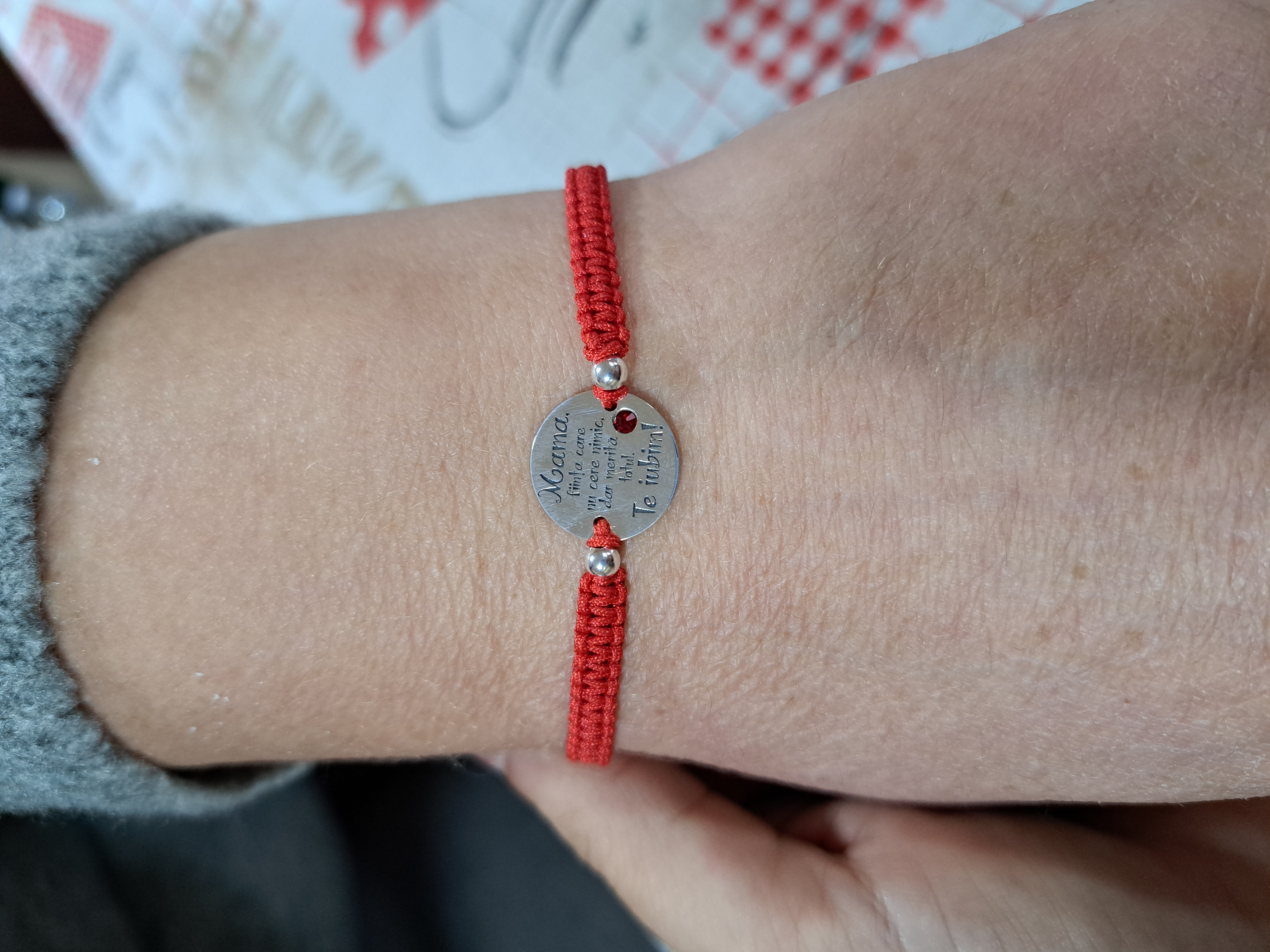 Recenzie Bratara Mama, merita totul - Argint 925 cu Cristal Swarovski  - Snur reglabil, diverse culori - B.Iasmina 
