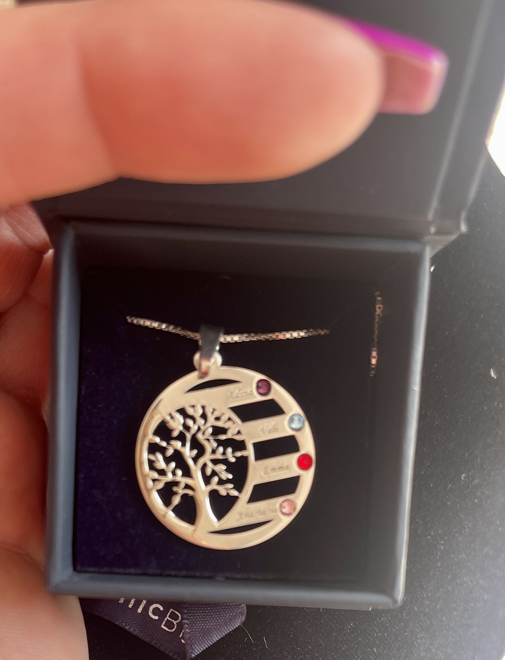 Recenzie Lantisor Copacul Vietii ARMONIE - Personalizat cu 3 Nume si Cristale Swarovski - Argint 925 placat cu Aur Galben 18K -  B.