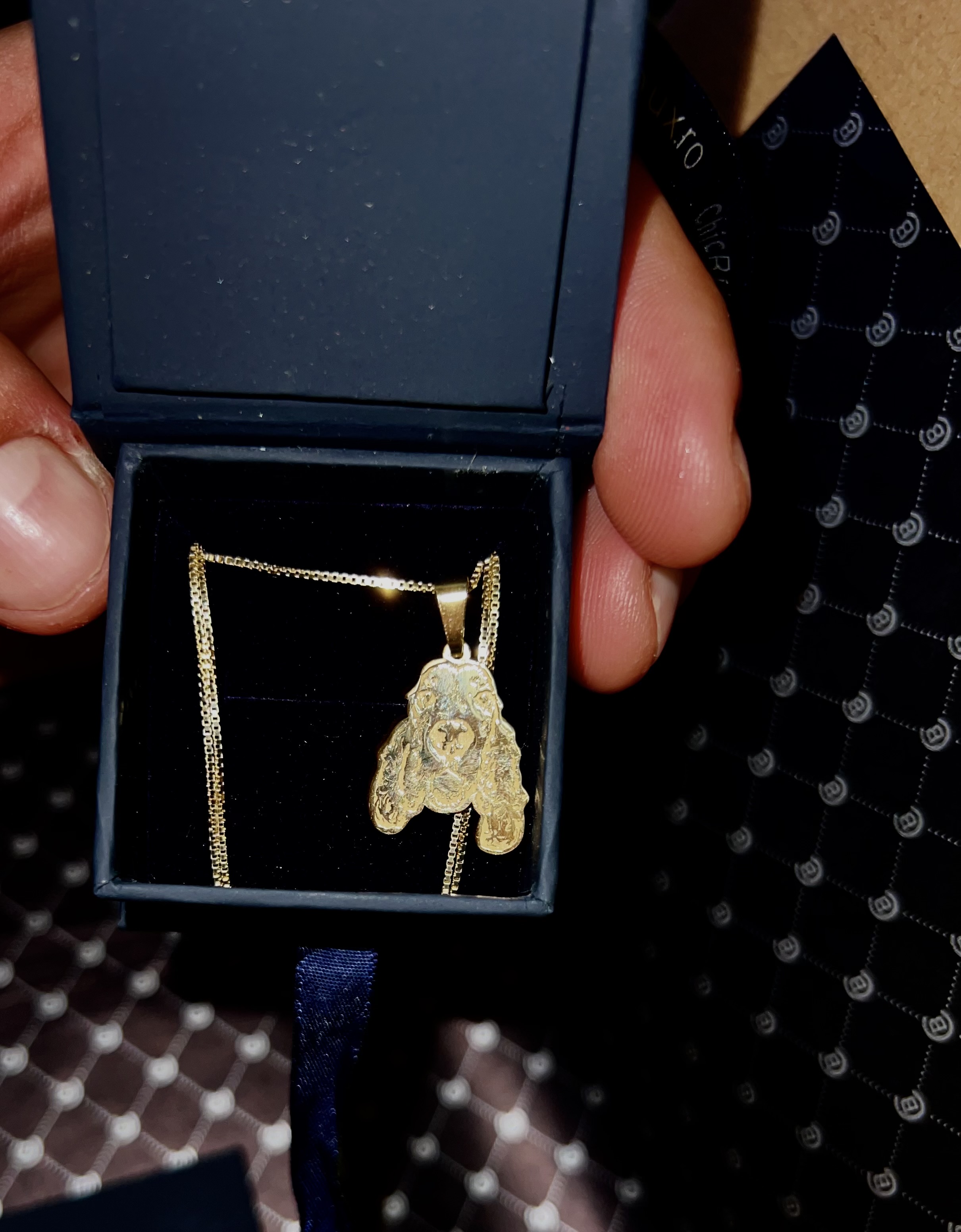 Recenzie Lantisor caine iubit - Personalizare cu poza - Argint 925 placat cu Aur Galben 18K - c. C.