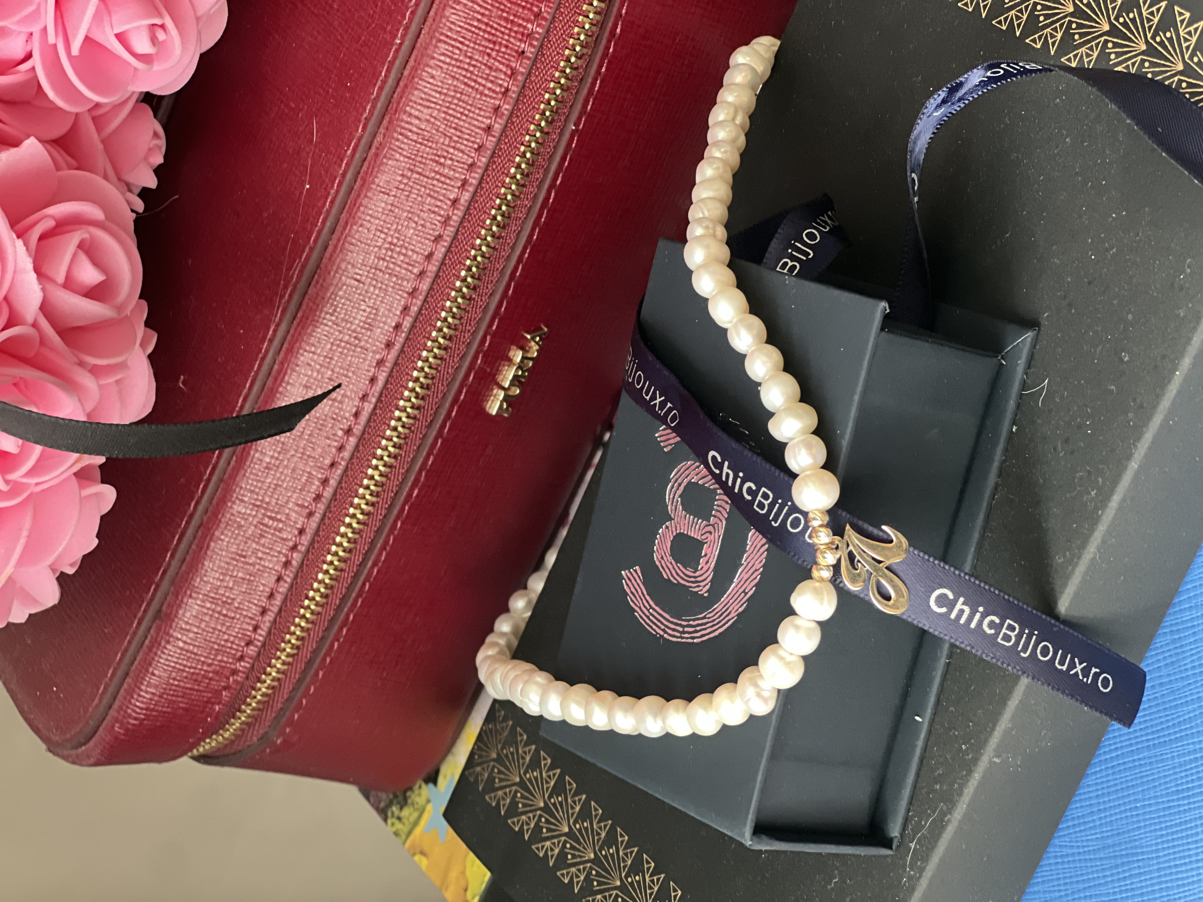 Recenzie Lantisor cu Perle - Initiala eleganta - Model sirag de perle si 4 bilute - Aur Galben 14K - Andreea E.